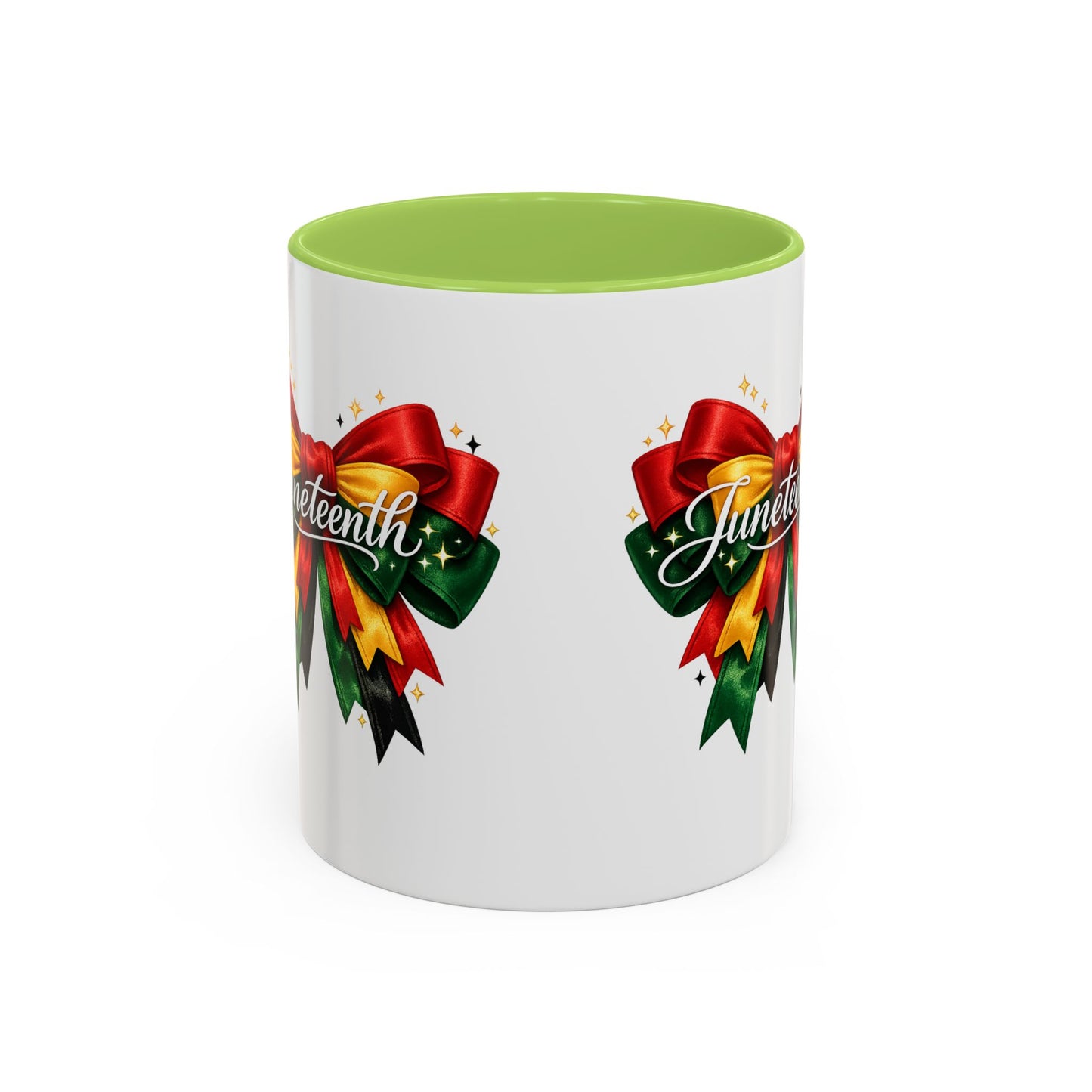 Juneteenth Ribbon Coffee Mug — Black/Red/Green Celebration Accent Mug
