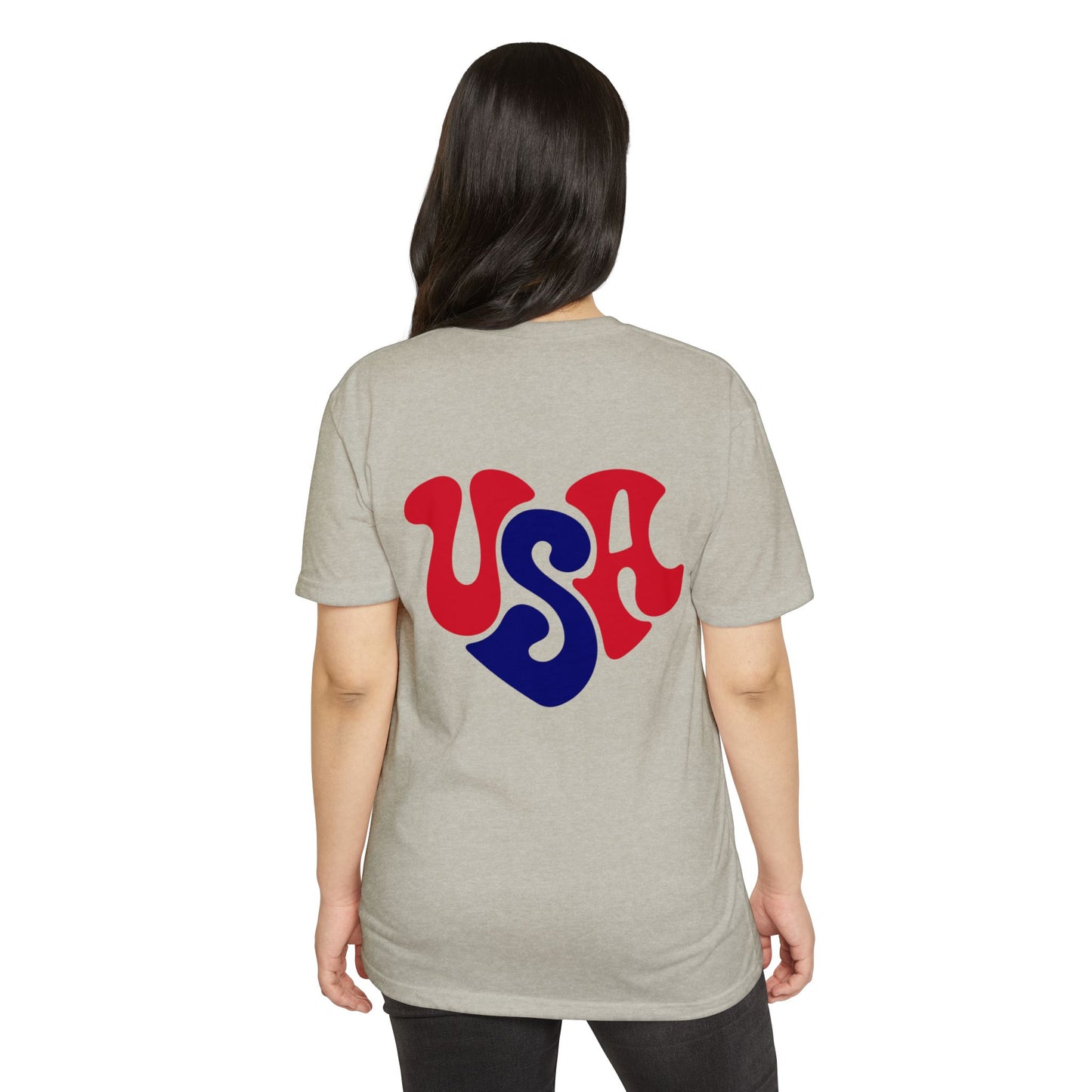 USA Heart Retro Graphic T-Shirt