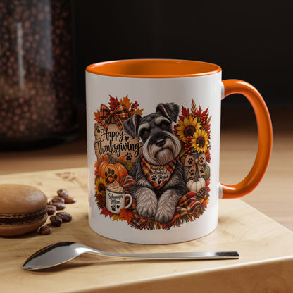 Thanksgiving Schnauzer Coffee Mug — 'Happy Thanksgiving' Autumn Dog Mug (11/15oz)