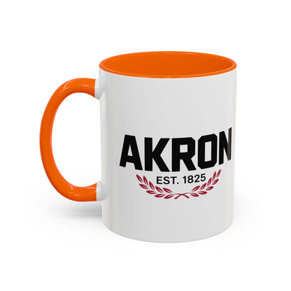 Akron Est. 1825 Accent Coffee Mug — Vintage City Pride Ceramic Mug