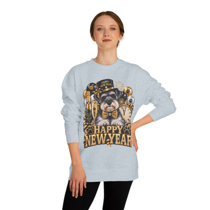 Happy New Year Dog Sweatshirt — Festive Paw Print NYE Crewneck