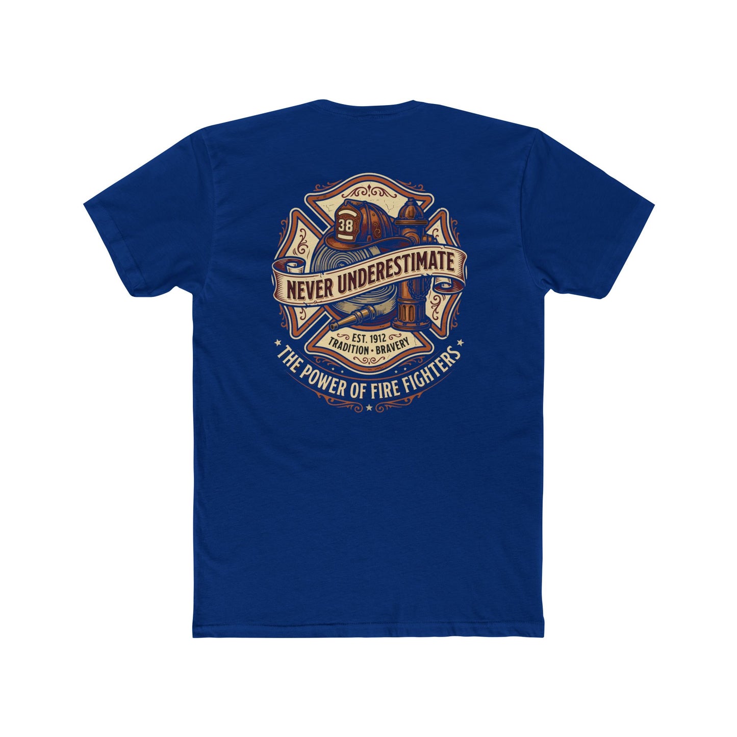 Firefighter Tee - "Never Underestimate" Vintage Firefighter Helmet Design