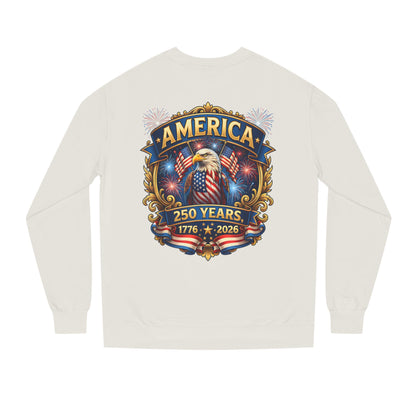 America 250 Years Crewneck Sweatshirt — 1776–2026 Patriotic Eagle Design