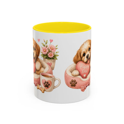 Puppy Love Coffee Mug — Cute Dog Heart Accent Mug (11/15oz)