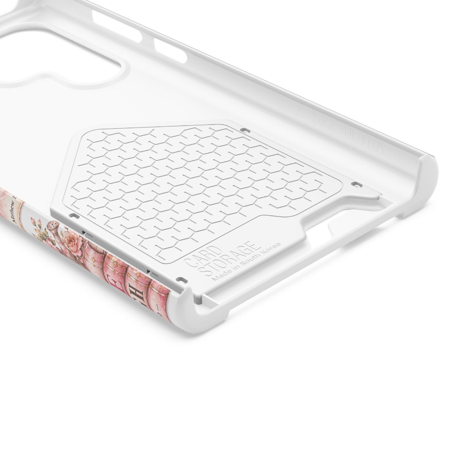 Christian Floral Phone Case with Card Holder — 'Jesus Saves' Inspirational Design