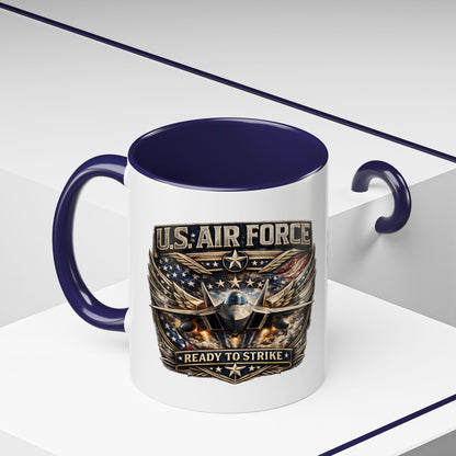 U.S. Air Force Accent Coffee Mug — "Ready to Strike" Military Aviation Gift