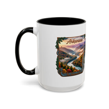 Arkansas Scenic Coffee Mug — Vintage State Map River Landscape (11/15 oz)