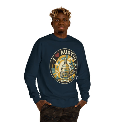 I  Austin Crewneck Sweatshirt — Austin Capitol Retro Graphic