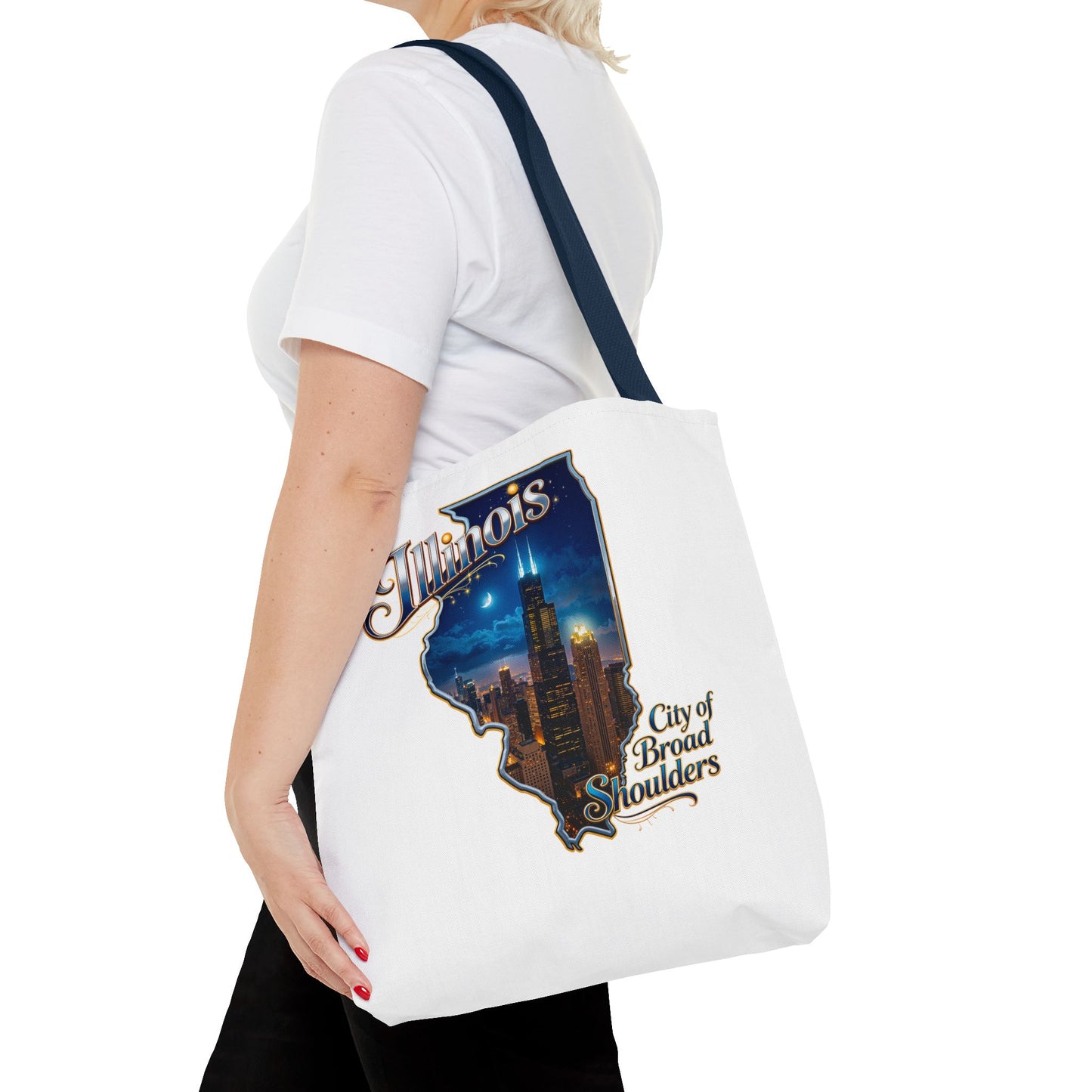Illinois Skyline Tote Bag — "City of Broad Shoulders" Chicago Night Design