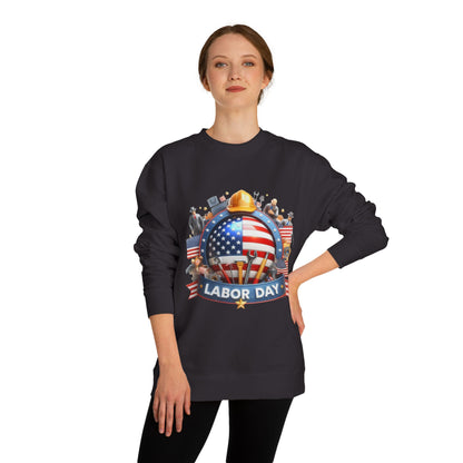 Labor Day Sweatshirt - American Flag Working Hands Design