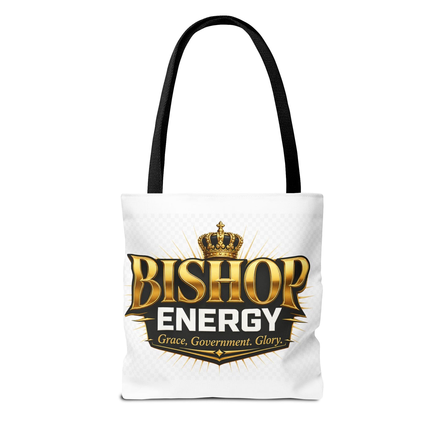 Bishop Energy Tote Bag — Gold Crown Logo Tote for Church Leaders & Faith Events