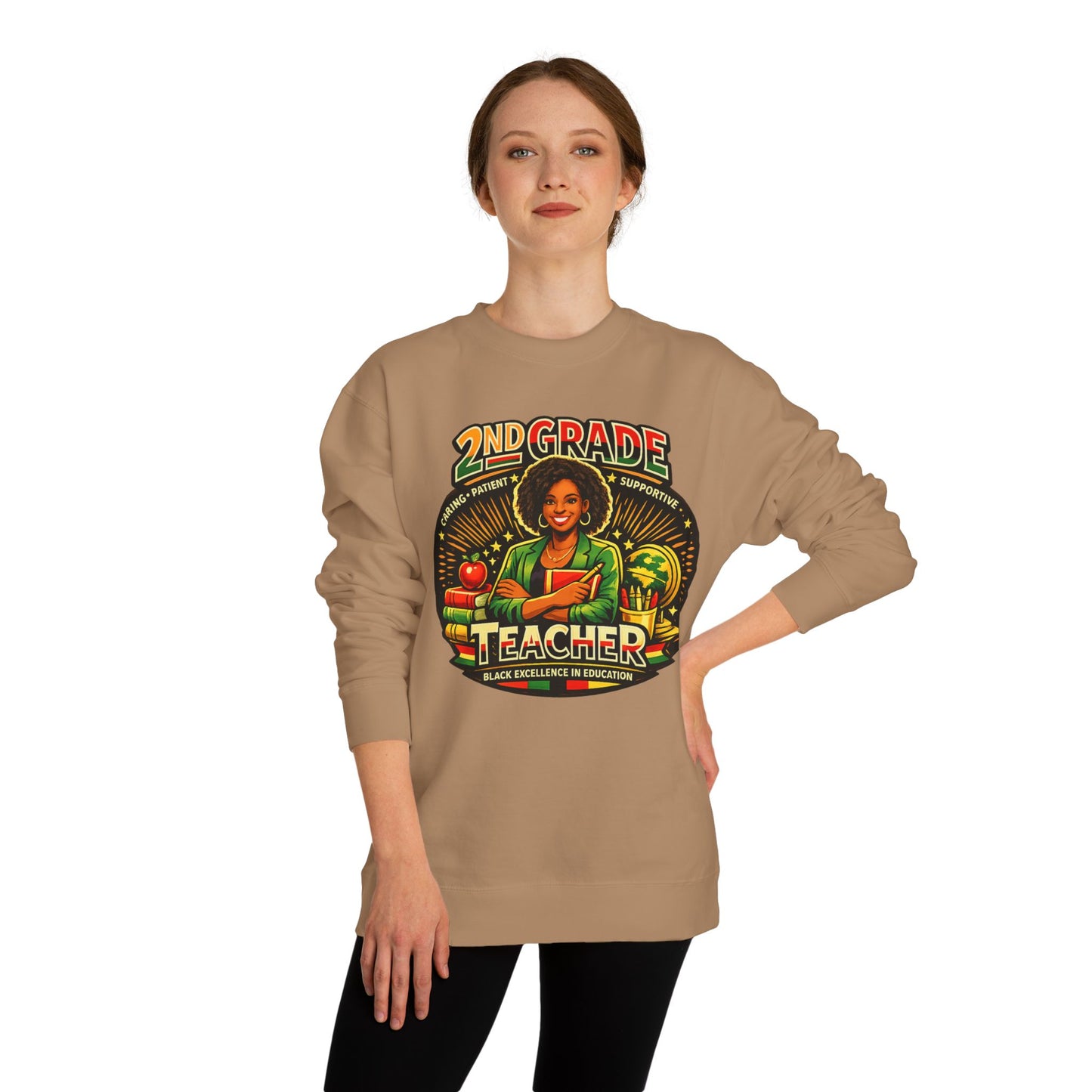 2nd Grade Teacher Sweatshirt — Proud Black Educator Crewneck