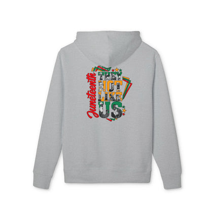 Julietots 'Not Like Us' Graphic Hoodie — Retro Badge Design