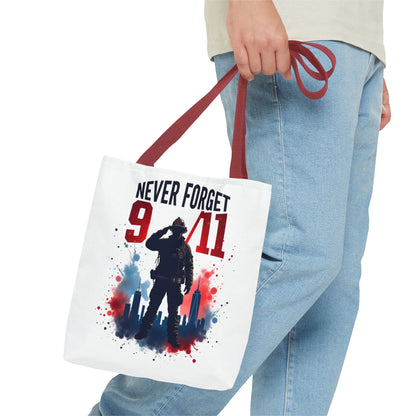 Never Forget 9/11 Tribute Tote Bag — Memorial Patriotic Canvas Carryall