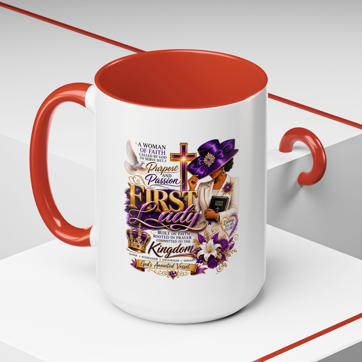 First Lady of Faith Accent Coffee Mug — Inspirational Christian Gift (11/15oz)