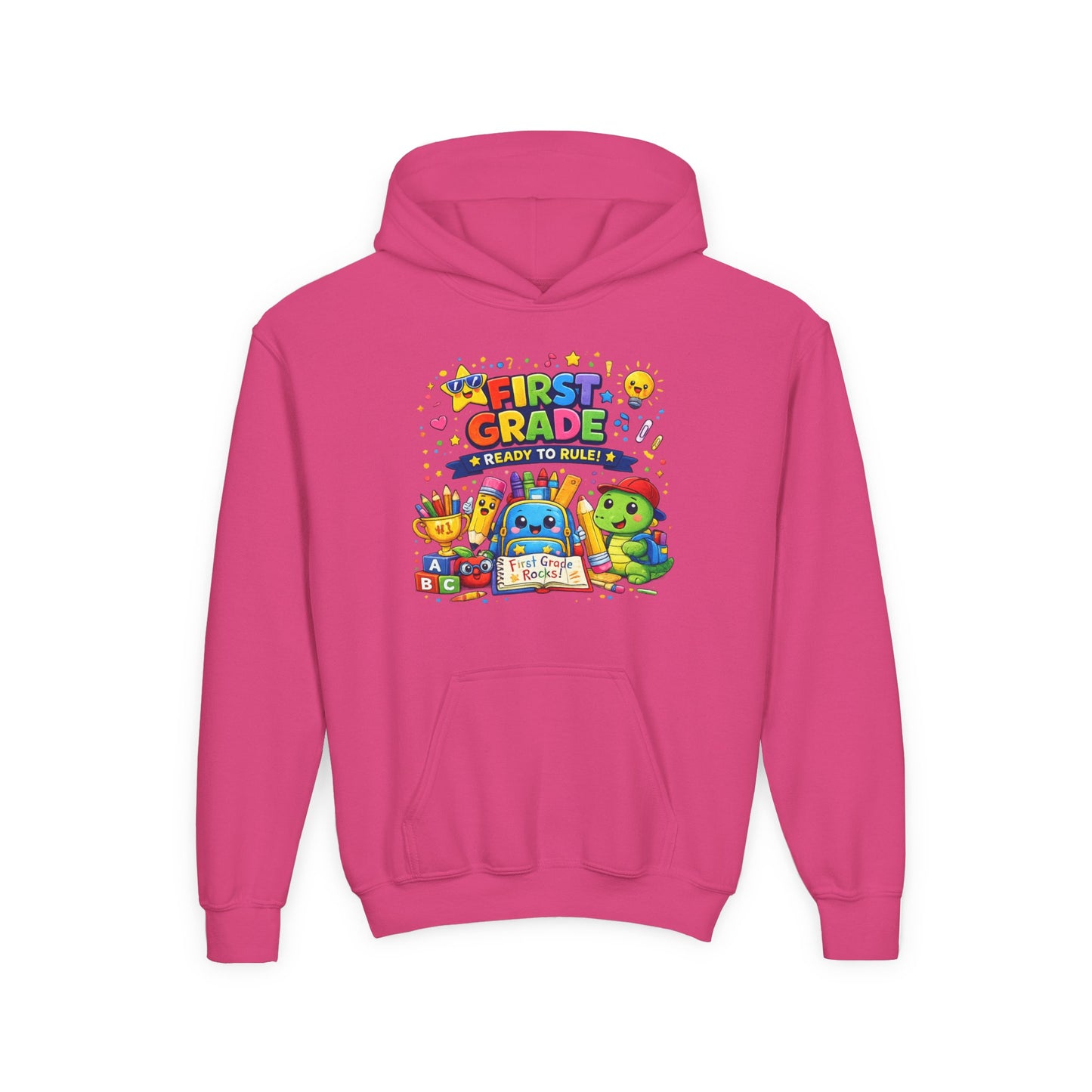 First Grade Hoodie - "First Grade Ready To Rule" Kids Back-to-School Sweatshirt