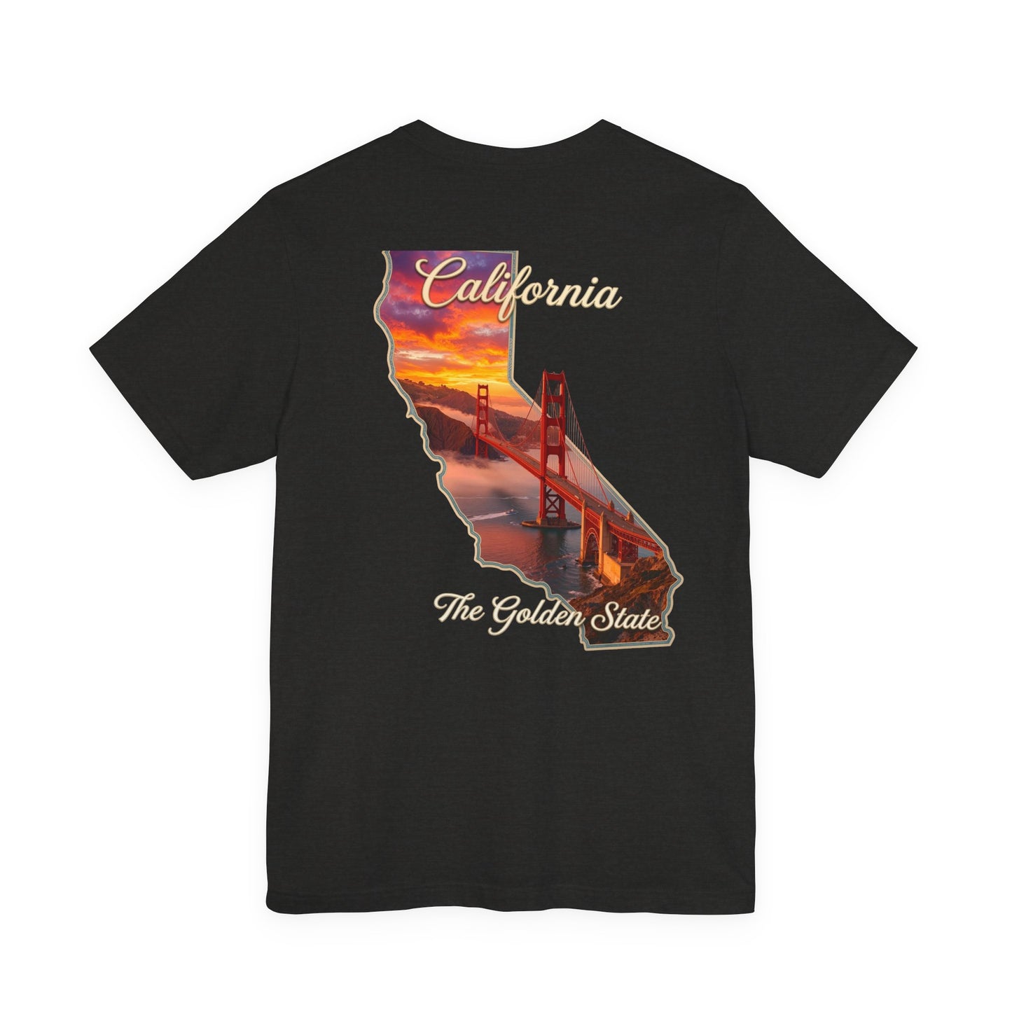 California Golden Gate Tee — "California The Golden State" Sunset Map T-Shirt
