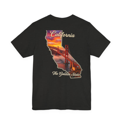 California Golden Gate Tee — "California The Golden State" Sunset Map T-Shirt
