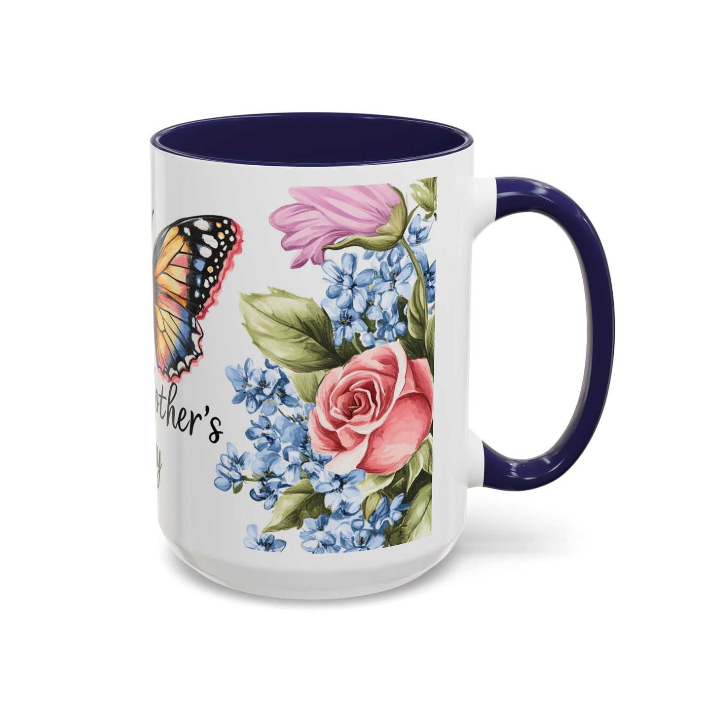 Mother's Day Butterfly Floral Coffee Mug – "Happy Mother's Day" Accent Mug (11/15 oz)