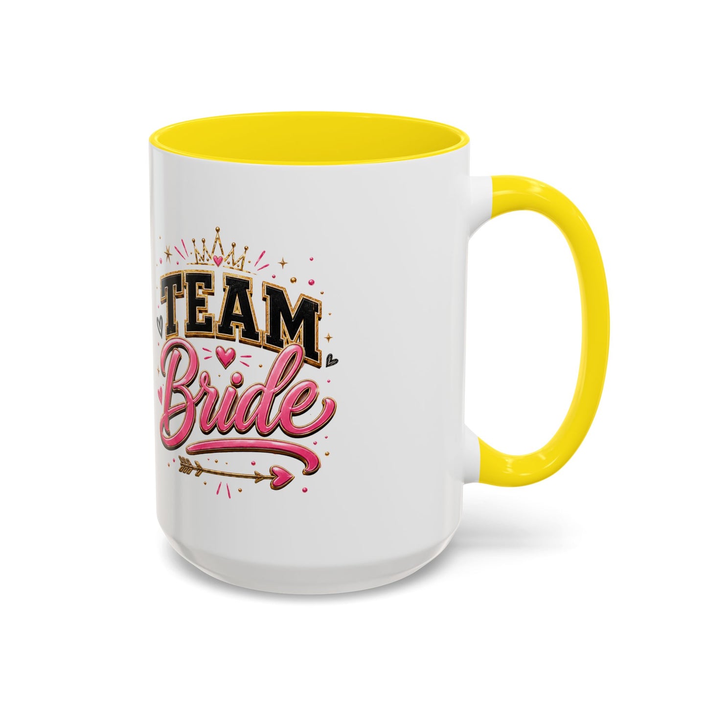 Team Bride Accent Coffee Mug — Pink & Gold Bachelorette Bridal Shower Gift (11/15 oz)