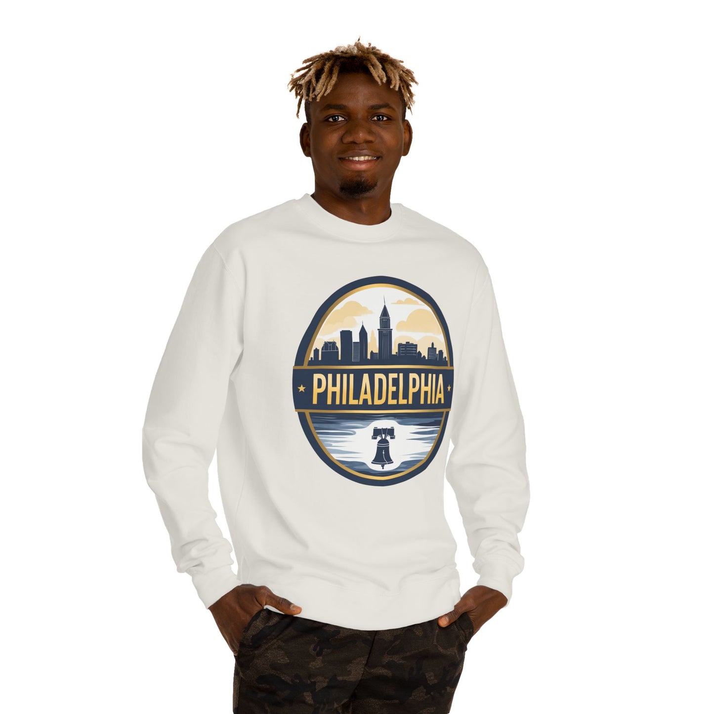 Philadelphia Skyline Crewneck Sweatshirt — Retro Liberty Bell Cityscape