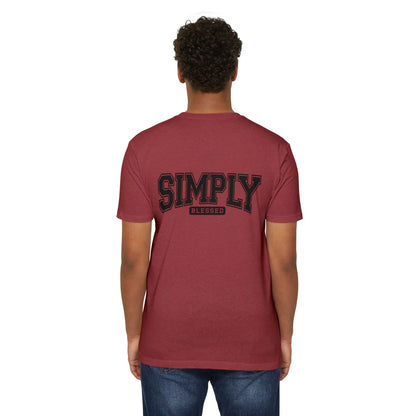 Simply Blessed T-Shirt — Vintage Collegiate Script Faith Tee