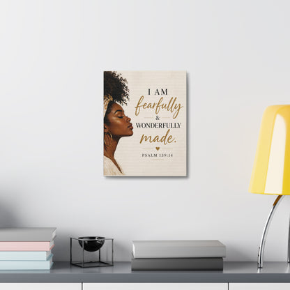 Canvas Wall Art — "I Am Fearfully & Wonderfully Made" Psalm 139:14 Inspirational Portrait