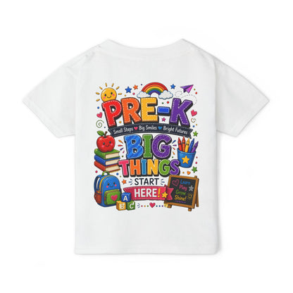 Toddler T-Shirt — "Pre-K Big Things Start Here" Back-to-School Shirt