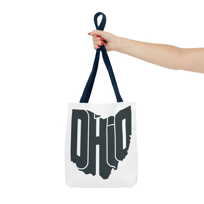 Ohio State Outline Tote Bag — Retro Ohio Text Graphic Tote