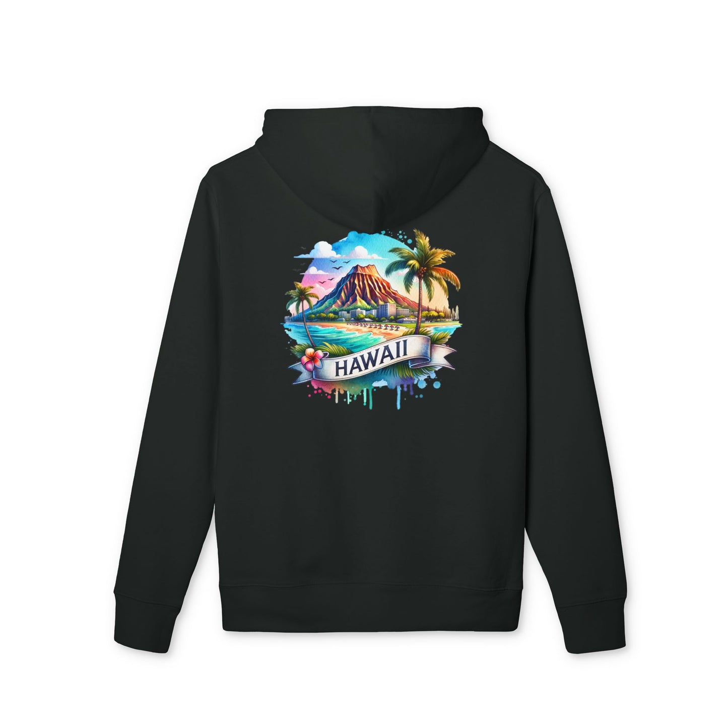 Hawaii Watercolor Hoodie — Tropical Island Palm Beach Pullover