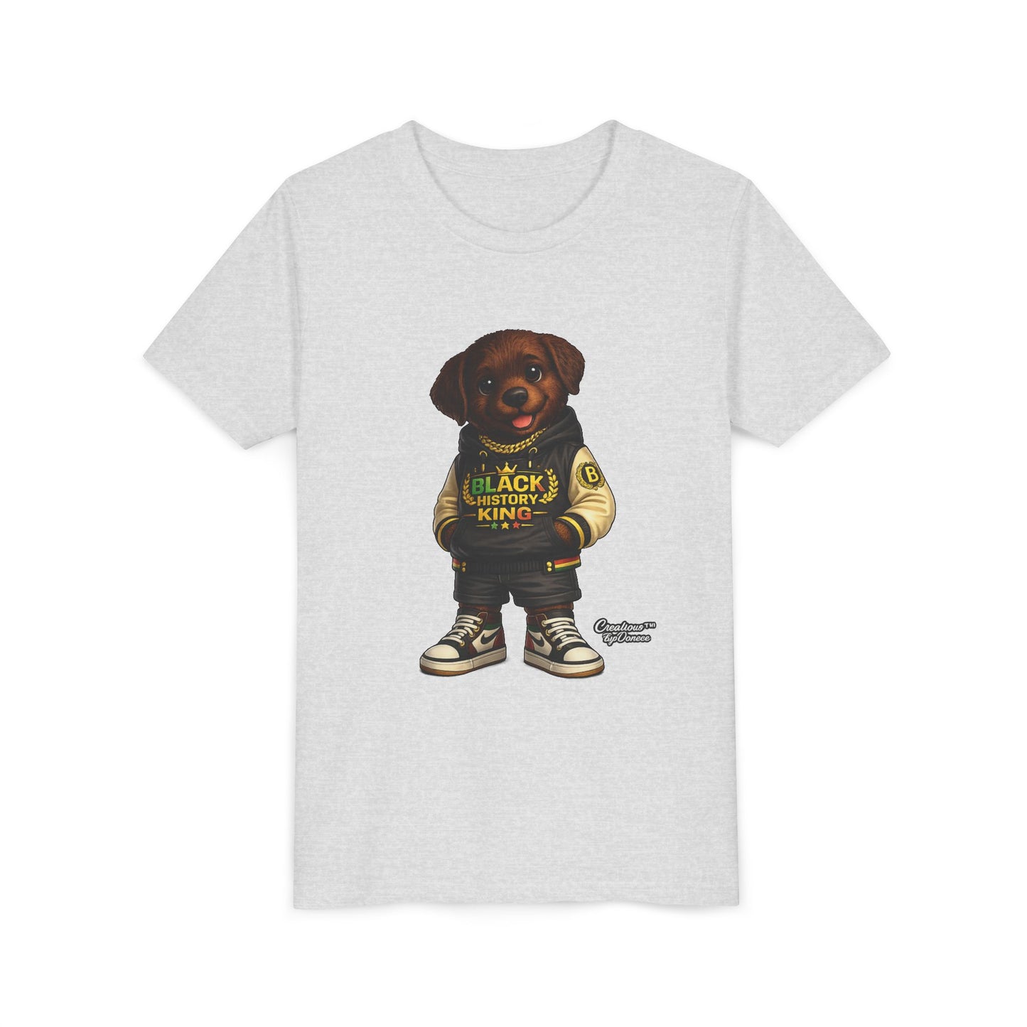 Youth Tee — 'Black History King' Puppy Graphic Shirt