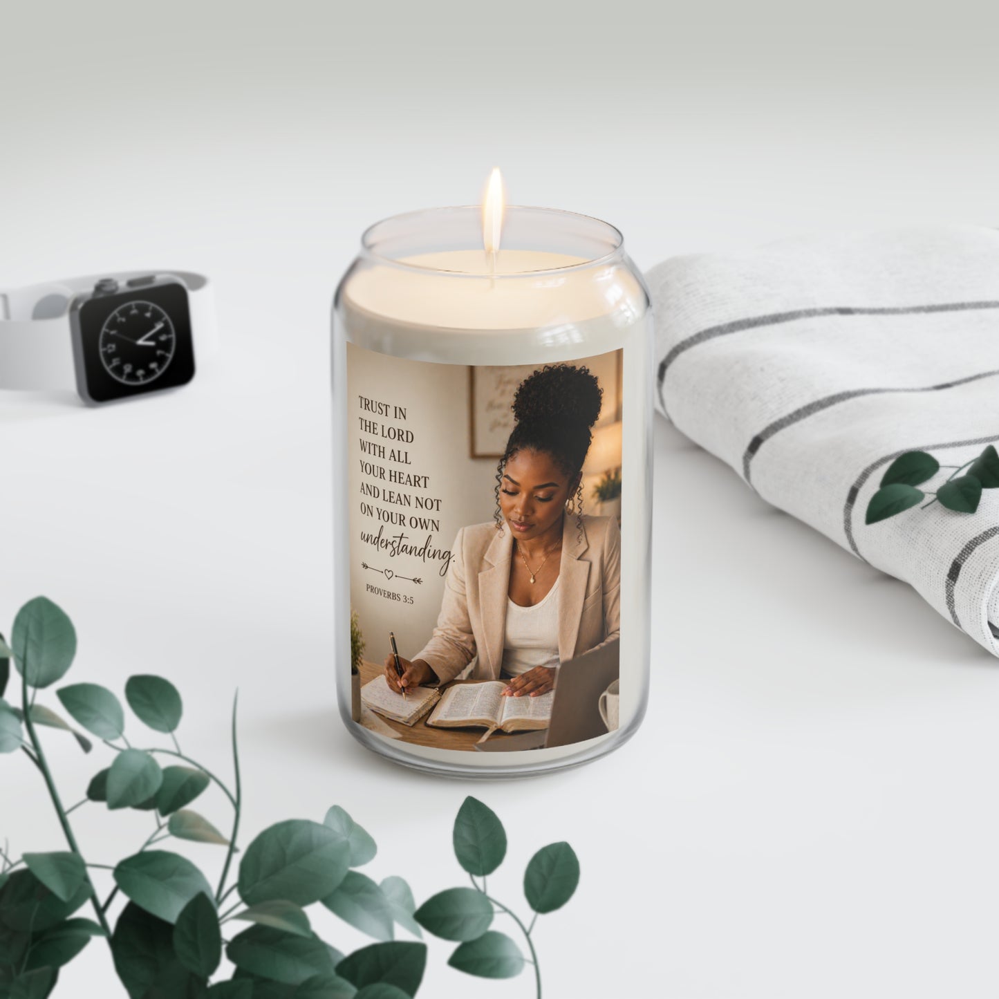 Inspirational Scripture Soy Candle — Proverbs 3:5 'Trust in the Lord' 13.75oz