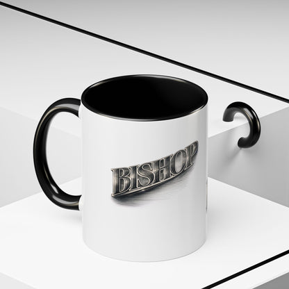 Vintage 'Bishop' Accent Coffee Mug — Retro Metallic Text Ceramic Mug (11/15oz)