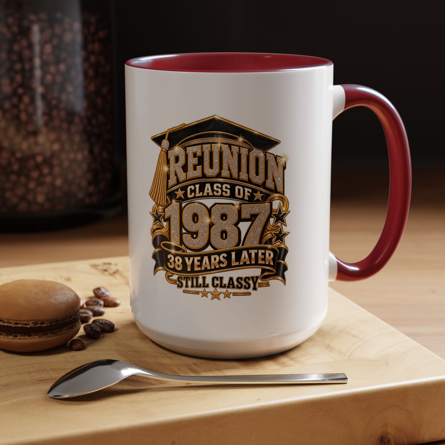 Class of 1987 Reunion Coffee Mug — 38 Years Later, Still Classy Accent Mug