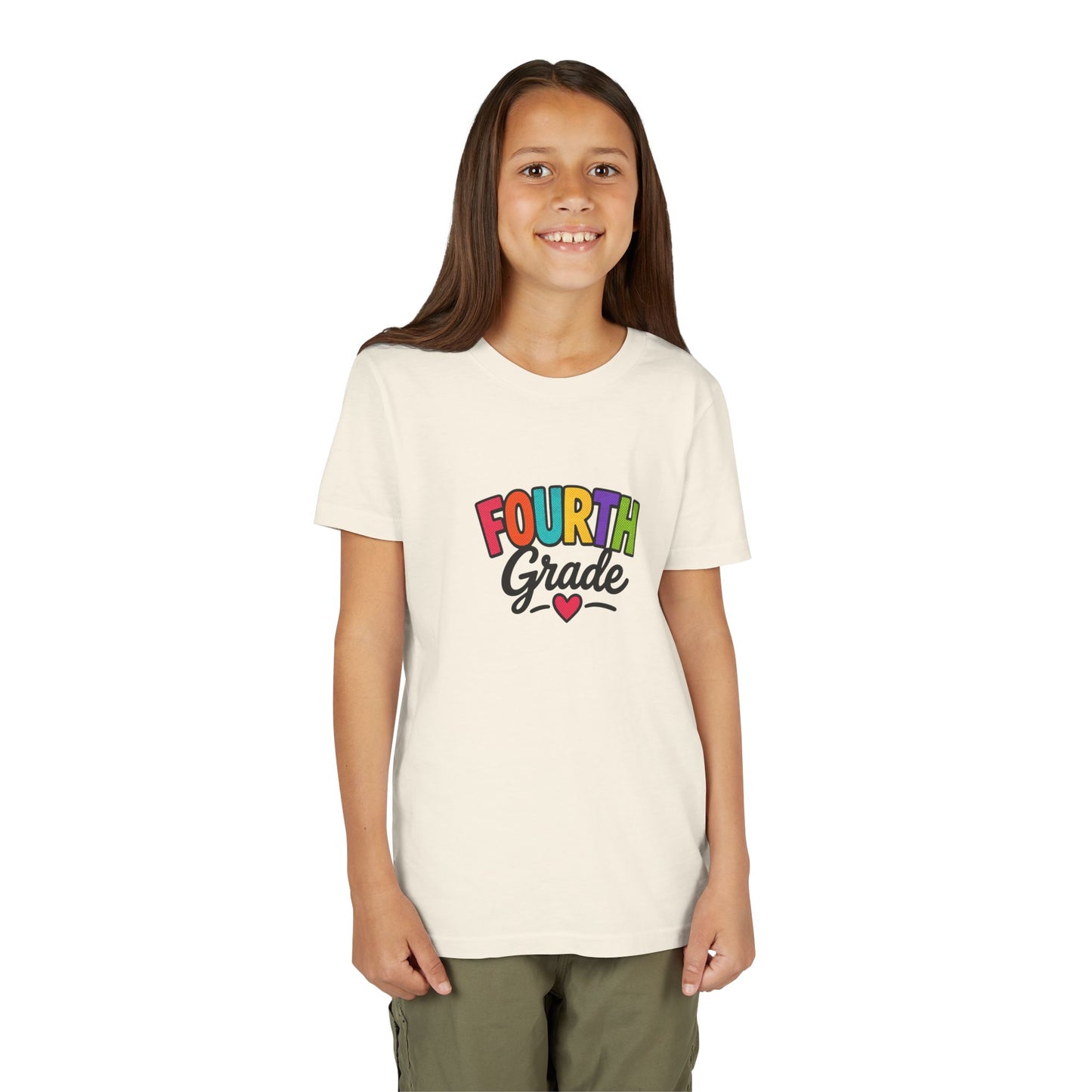 Fourth Grade Youth Tee — Colorful Back-to-School Shirt with Heart