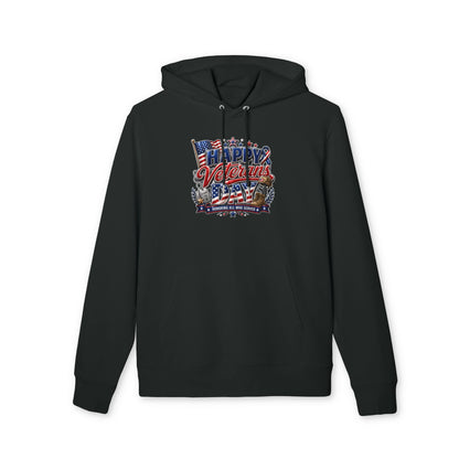 Veterans Day Hoodie - "Happy Veterans Day" Patriotic American Flag Design