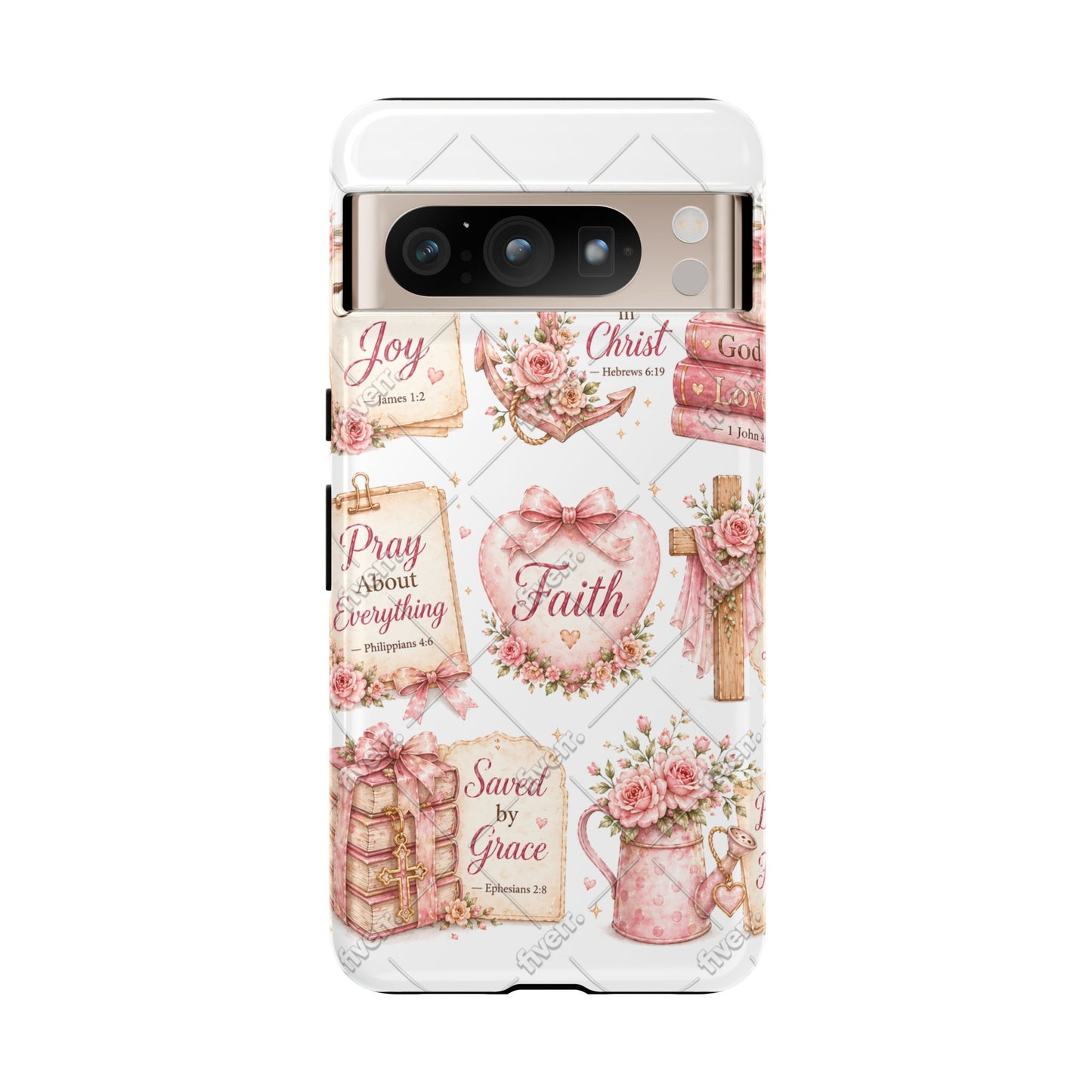 Faith Floral Phone Case – Christian Inspirational Scripture iPhone Cover (Choose Joy, Pray, Faith)