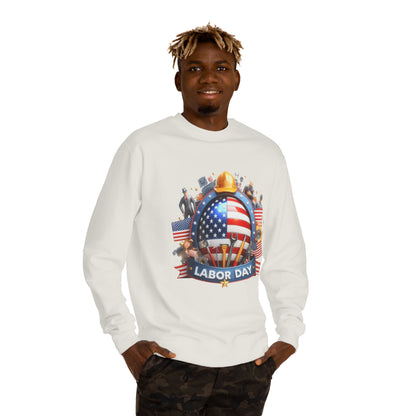Labor Day Sweatshirt - American Flag Working Hands Design
