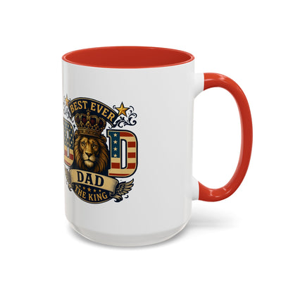Best Ever Dad Coffee Mug — 'Dad the King' Lion Accent Mug (11/15oz)