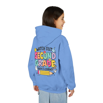 Second Grade Hoodie - "Watch Out Second Grade Here I Come" Back-to-School Kids Sweatshirt