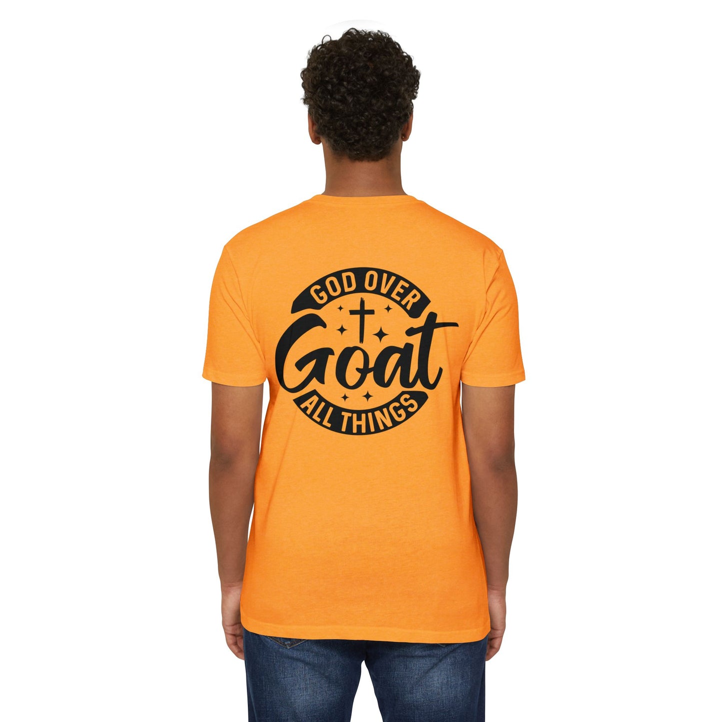 God Over Goat Christian T-Shirt — Faith-Based "God Over All Things" Graphic Tee
