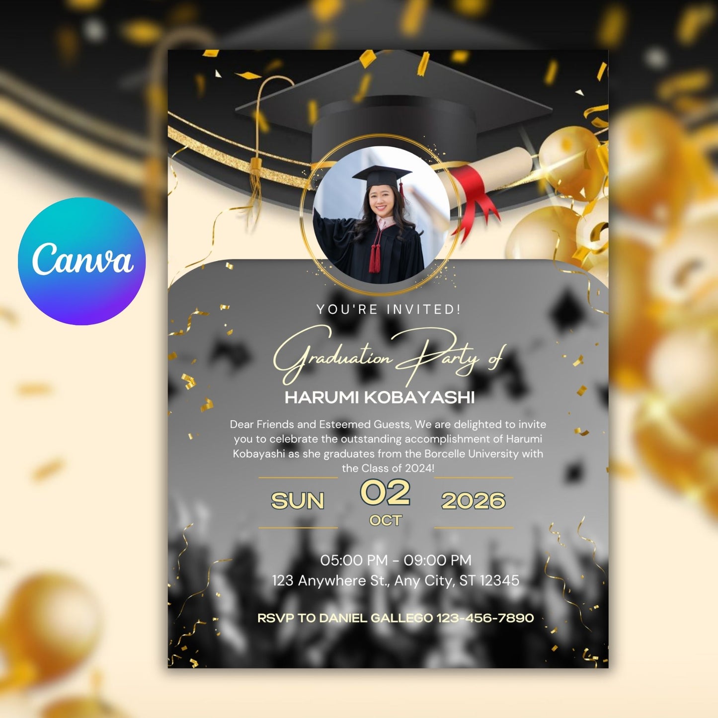 grad invite card , graduation invite , grad party , editable invite , digital invite , grad template , class of 2026 , grad design , simple grad , graduation card , invite template , grad event , party invite