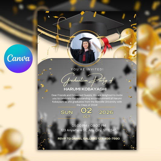 grad invite card , graduation invite , grad party , editable invite , digital invite , grad template , class of 2026 , grad design , simple grad , graduation card , invite template , grad event , party invite