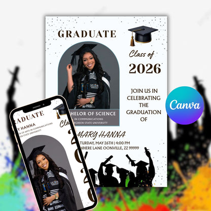 Graduation Invitation & Announcement Template | Editable Digital Grad Party Invite