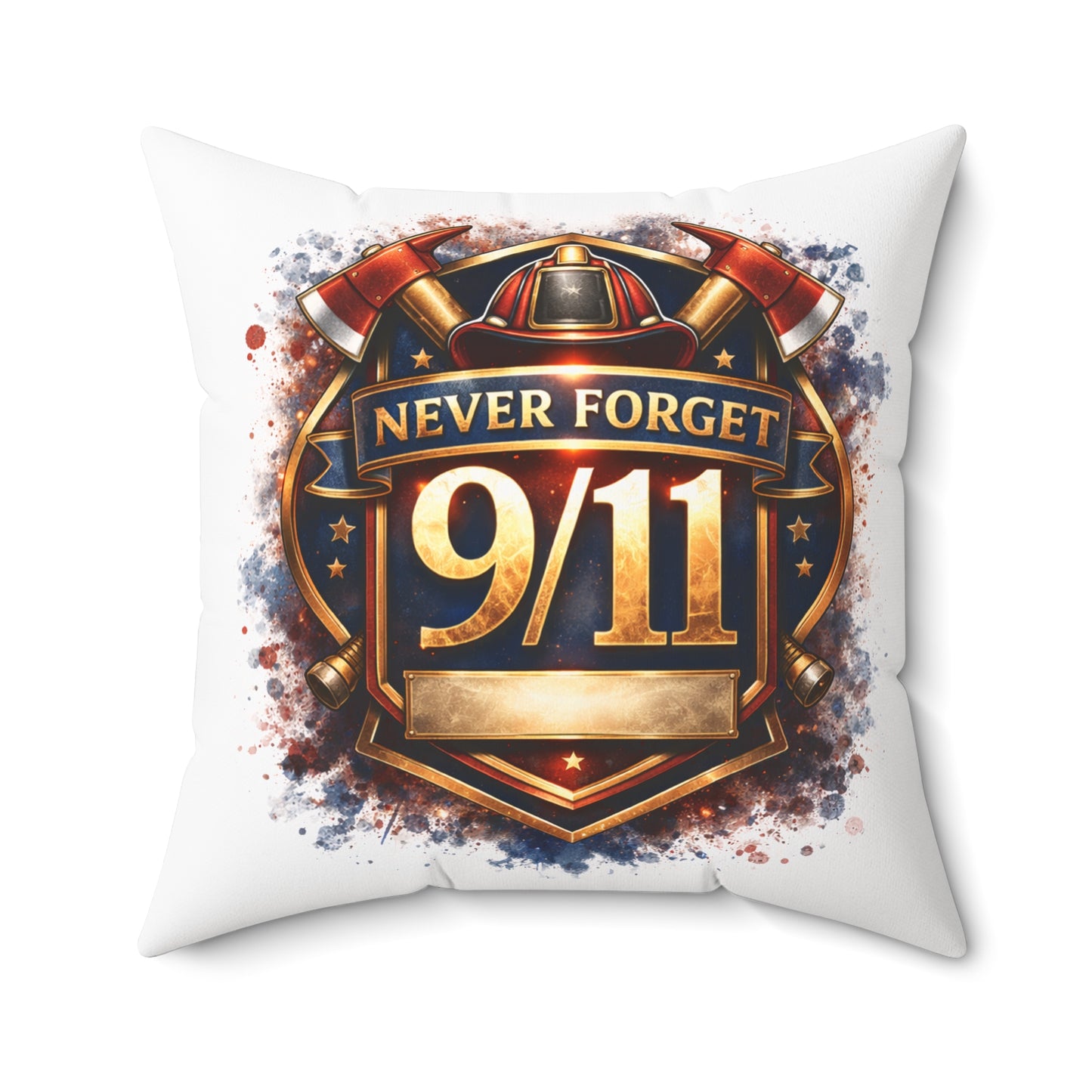 Never Forget 9/11 Memorial Throw Pillow — Patriotic Remembrance Accent Pillow