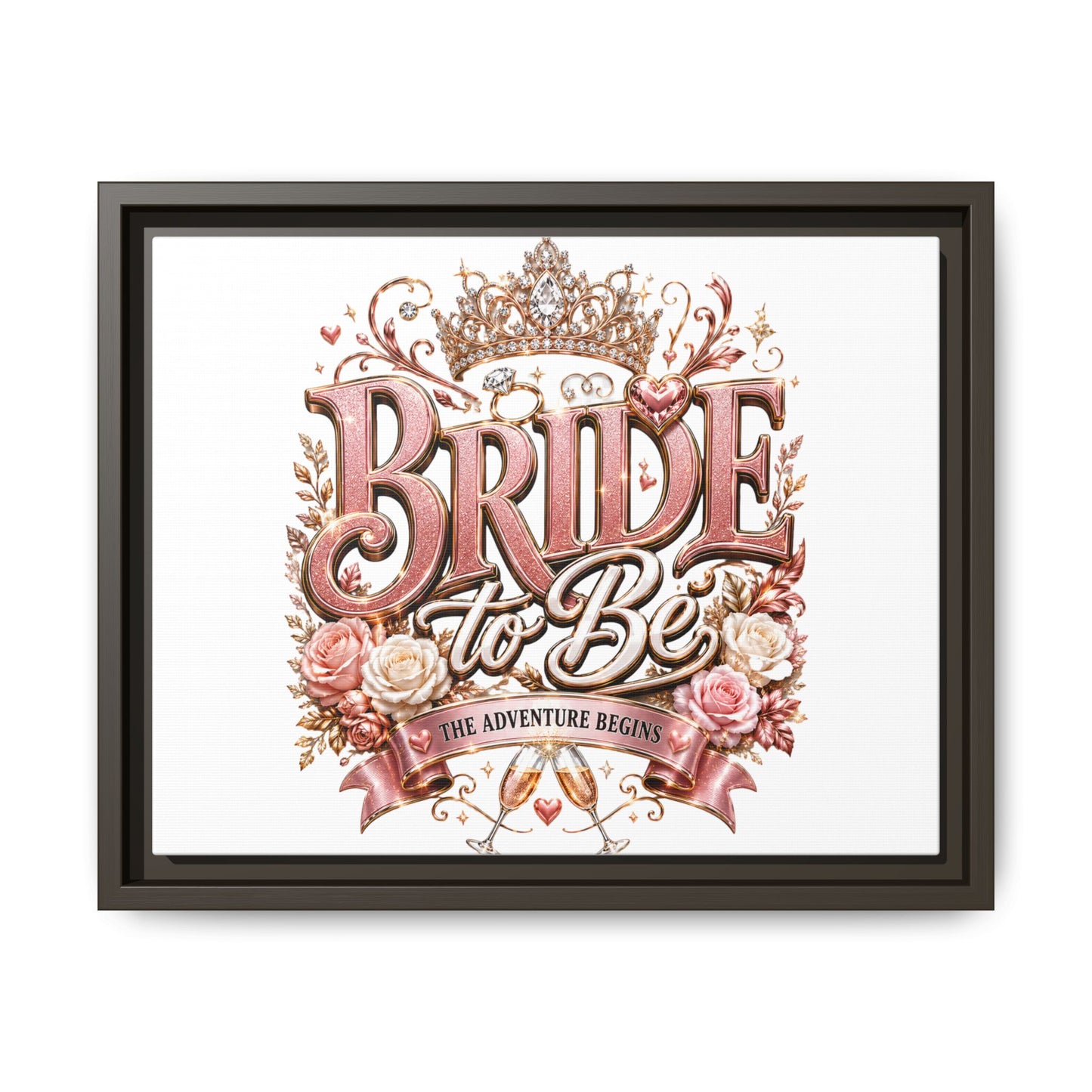 Bride to Be Framed Canvas - 'The Adventure Begins' Bridal Wall Art