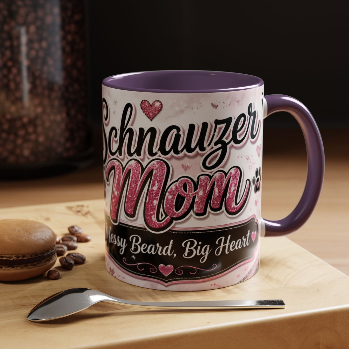 Schnauzer Mom Coffee Mug — "Messy Beard, Big Heart" Accent 11/15oz