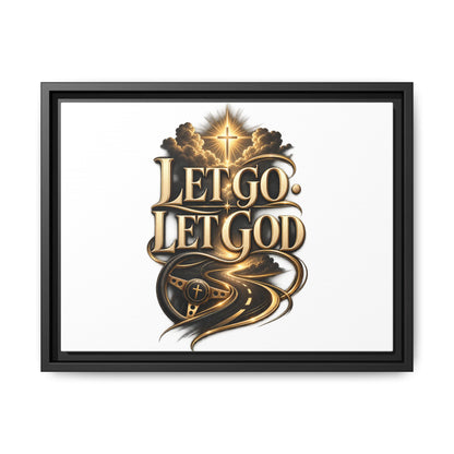 Let Go, Let God Framed Canvas Wall Art — Inspirational Christian Decor