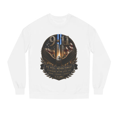 9/11 Memorial Sweatshirt — We Will Never Forget Tribute Crewneck