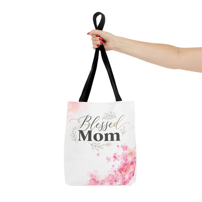 Blessed Mom Floral Tote Bag